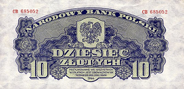 Banknoty Monety Numizmatyka Filatelistyka - PolandP110-10Zlotych-1944-donatedtj_f.jpg